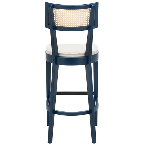 SAFAVIEH Home Collection Galway Navy/Natural 31-inch Seat Height Bar Stool for Kitchen Island Breakfast Nook