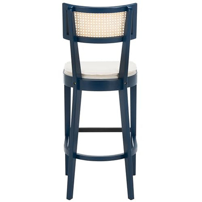 SAFAVIEH Home Collection Galway Navy/Natural 31-inch Seat Height Bar Stool for Kitchen Island Breakfast Nook