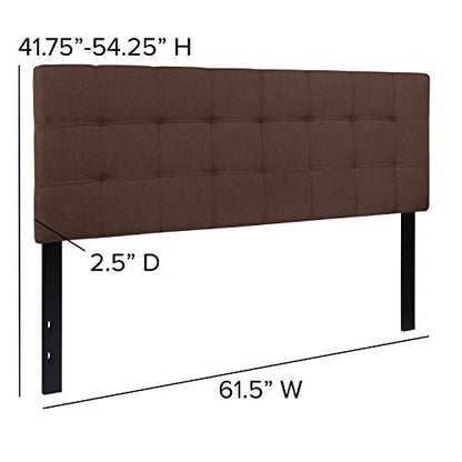 Bedford Tufted Upholstered Queen Size Headboard in Dark Brown Fabric