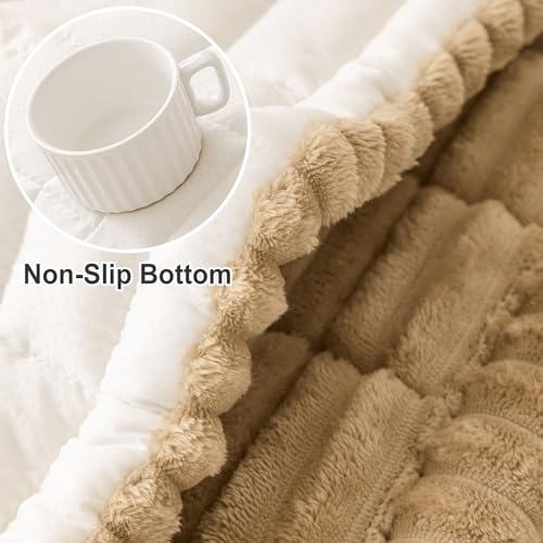 Couch Cover for Dogs Washable, Non Slip Thick Flannel Sofa Protector, Pet Friendly Plush Furniture Cover for Sectional Sofa & Loveseat (Camel, 27.6" x 59")