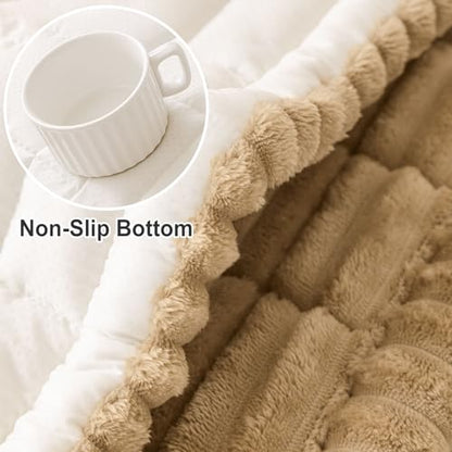 Couch Cover for Dogs Washable, Non Slip Thick Flannel Sofa Protector, Pet Friendly Plush Furniture Cover for Sectional Sofa & Loveseat (Camel, 27.6" x 59")
