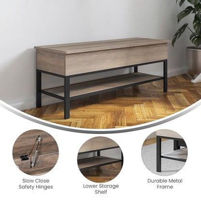 Wyatt Farmhouse Entryway Storage Bench with Lower Shelf Perfect for Entryway, Mudroom, or Bedroom, Gray
