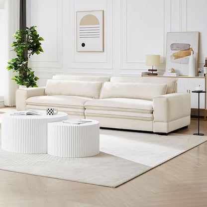 Mid-Century 104.72" Sofa Couch Modern Upholstered Couch for Living Room,Bedroom,Apartment,Office,Home,Beige