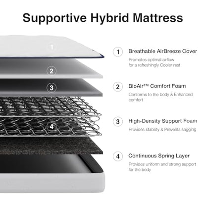 8 Inch Full Mattress, Bonnell Spring Hybrid with Spine Support, view 3