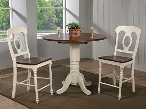 Andrews Pub Table Set, Distressed antique white with chestnut