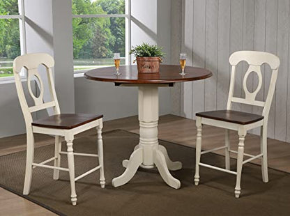 Andrews Pub Table Set, Distressed antique white with chestnut