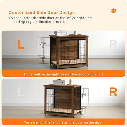 27" Dog Crate Furniture, Dog Kennel Indoor, with Waterproof Cushion, view 5