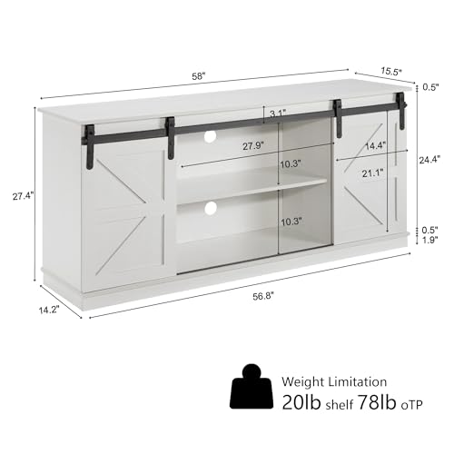 58'' Farmhouse TV Stand for Televisions up to 65 Inches, view 3