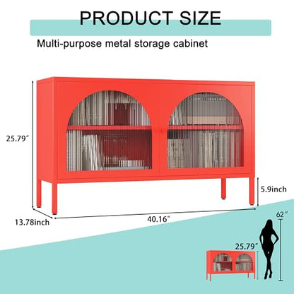 Metal Storage Cabinet with Doors and Shelves, 2 Door TV Stand, view 4