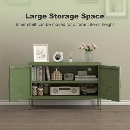 Metal Storage Cabinet, Metal Cabinet with Doors and Adjustable Shelf, view 5