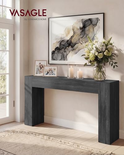VASAGLE Entryway Table, Thick Tabletop Console Table, Farmhouse | Long Console Table, for Hallway, Behind the Couch, Charcoal Gray, ULNT147BA01S