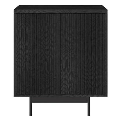 28" Fluted Accent Cabinet, Ribbed Modern Sideboard Buffet Cabinet with 2 Doors and an Adjustable Shelf for Living Room, Dining Room, Bedroom or Entryway, Natural Black