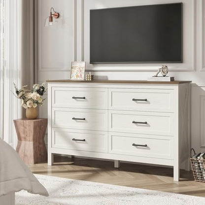Farmhouse 6 Drawers Dresser for Bedroom, Antique White, view 5