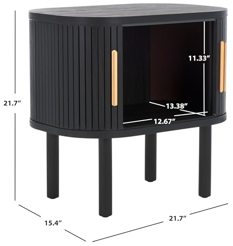 SAFAVIEH Home Collection Tealla Black/Gold 2-Door Tambour Nightstand