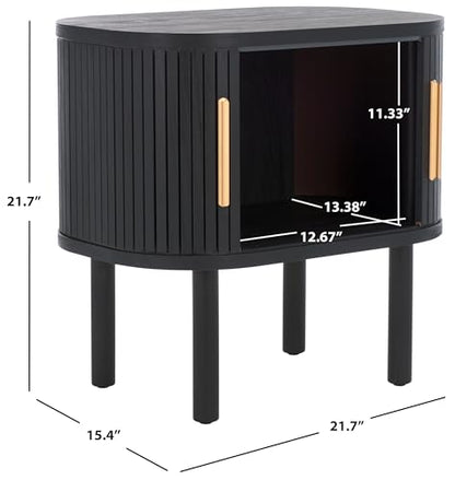 SAFAVIEH Home Collection Tealla Black/Gold 2-Door Tambour Nightstand
