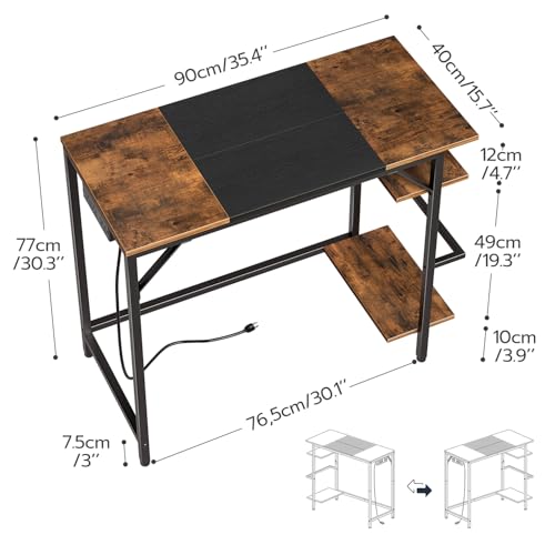 Small Computer Desk, 35.4 Inch Home Office Desk with Power Outlet, view 5