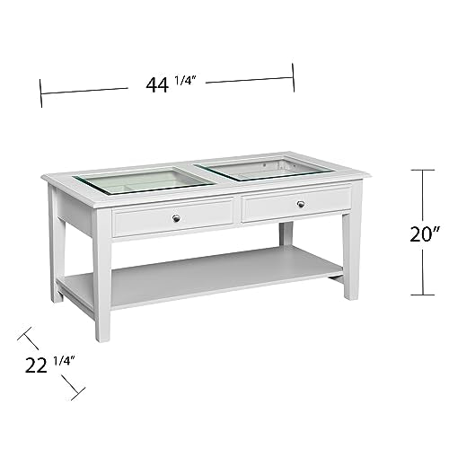 Panorama Glass Top Coffee Table - Transitional Design, Glass and Wood - Ideal for Living Room, Family Room (CK1130)