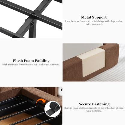 Queen Bed Frame w/ Channel Headboard, Cloud Upholstered Platform Bed Frame, view 5