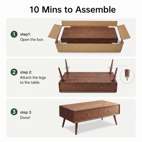 Mid Century Oak Coffee Table with Drawers, view 8