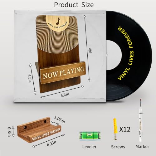 Vinyl Record Wall Mount 6PCS & Now Playing Vinyl Record Stand Set, view 3