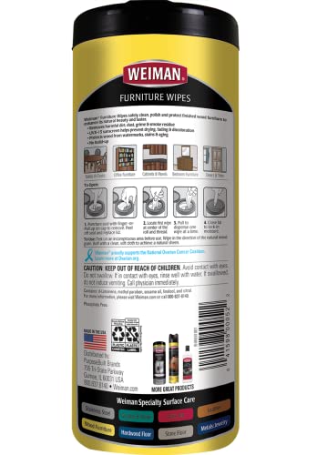 Wood Polish and Cleaning Wipes, For Furniture Cleaner, Protect from Watermarks, Stains & Aging, No Build-Up, UVX-15 Prevent Drying, Fading & Discoloration, 2 Pack with Microfiber Cloth