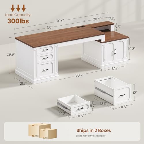 Farmhouse 70.9" Executive Desk, view 3
