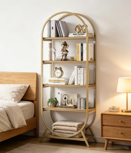 Arched Bookshelf, 5-Tier Tall Wide Open Bookshelf, view 6