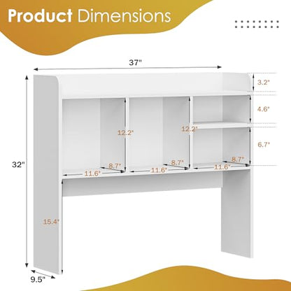 Desktop Bookshelf, Countertop Storage Hutch with 4 Shelves for Computer Desk, view 4