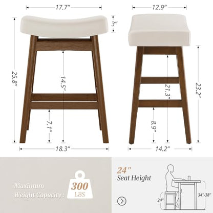 Bar Stools Set of 3, Barstools with Sturdy Wood Legs, view 3