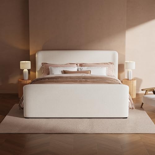 Queen Size Upholstered Platform Bed Frame with Headboard & Footboard, view 4