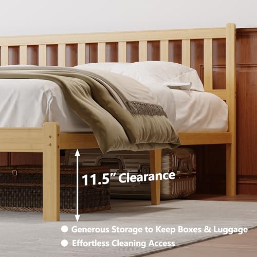 14 Inch Bamboo Wood Full Platform Bed Frame with Headboard, view 6