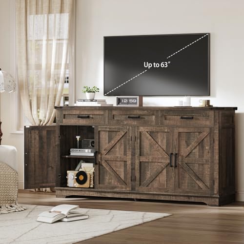 Buffet Cabinet, 61” Large Sideboard Buffet Storage Cabinet with 3 Drawers, view 7