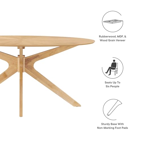Crossroads 63Inch Oval Dining Table Solid Wood Oak Finish Modern Kitchen Room Entertaining Home Furniture Quality Stylish Elegant Durable Refined Versatile Contemporary