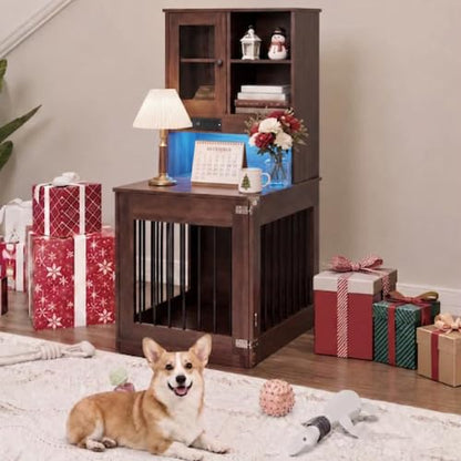 Dog Crate Furniture for Small Dogs, Wooden Dog Kennel Nightstand, view 2
