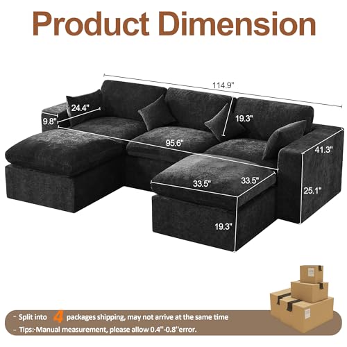 115'' Cloud Boneless Sectional Couch, view 3