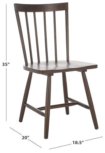 SAFAVIEH Home Collection - Sani Dark Walnut Spindle Dining Chair Set of 2, Solid Wood Farmhouse Kitchen Chairs (DCH8507B-SET2)