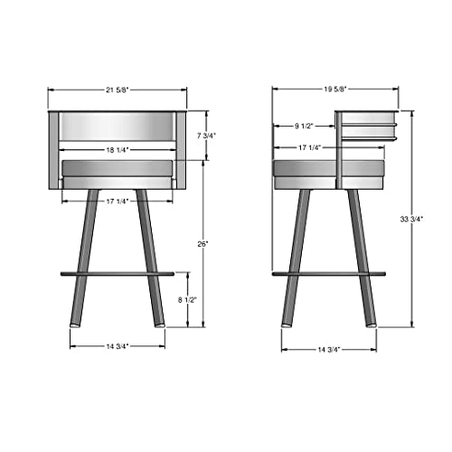 Browser 26" Swivel Counter Height Barstool, Upholstered with Back for Kitchen Island or Bar - Cream Faux Leather / Glossy Grey Metal