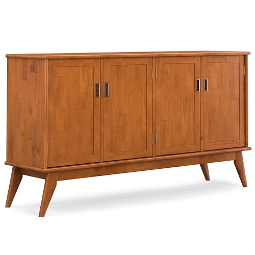 Draper 66" Wide Solid Wood 4-Door Buffet in Teak Brown, view 2