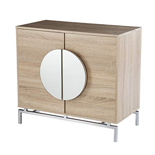 Northdom Bar Cabinet with Wine Storage - Transitional Design, Natural Iron and Wood - Ideal for Living Room, Home Bar (HZ1114405)