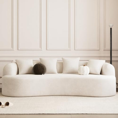 107" Curved Sofa for Living Room, Modern Chenille Cloud Couch Sofa, Luxury Plush Extra Deep 4-Seater Oversized Boucle Couch for Small Spaces, Apartment‌, No Assembly Required, Cream White