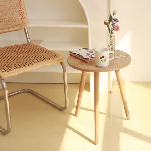 Side Table Round, Small Accent Table Nightstand Modern End Table for Living Room Bedroom Office Small Spaces, 15.7''Dia x 19.69''H(Natural Walnut)