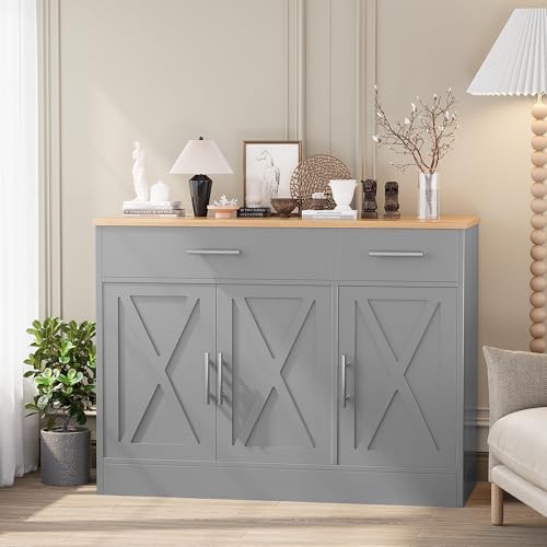 42" Buffet Cabinet with Storage, Kitchen Barn Door Cabinet, view 3