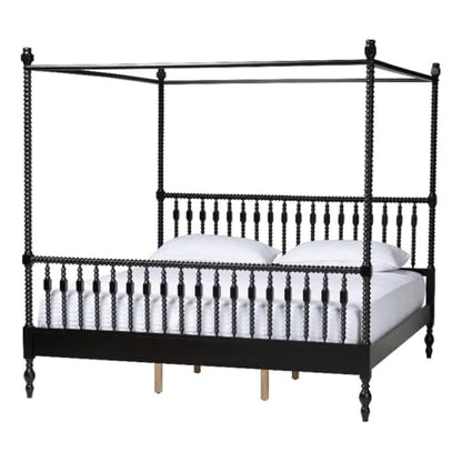 Callison Spindle Canopy Bed Frame with Headboard Black King, view 2