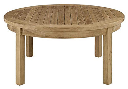 Marina Premium Grade A Teak Wood Outdoor Patio Round Coffee Table in Natural
