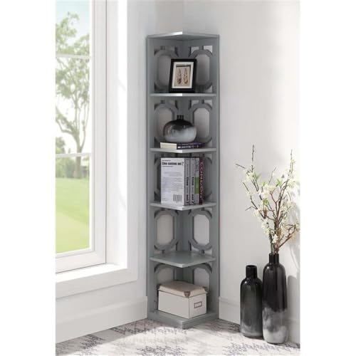 Omega 5 Tier Corner Bookcase, Gray