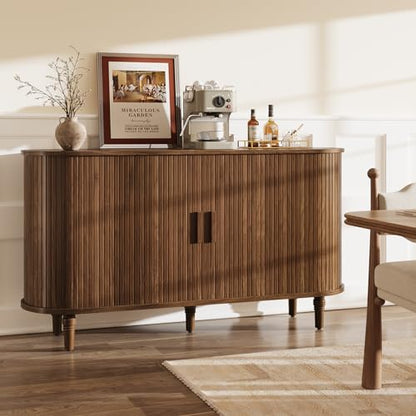 55" Sideboard Buffet Cabinet with Storage - Fluted Credenza Storage Cabinet, view 7