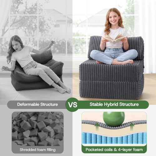 Folding Sofa Bed Convertible 4 in 1 Sleeper Chair Gray Single, view 3