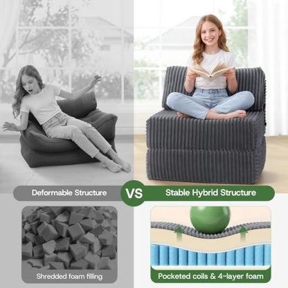 Folding Sofa Bed Convertible 4 in 1 Sleeper Chair Gray Single, view 3