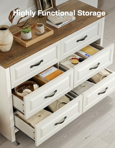 Farmhouse 6 Drawer Dresser, Wood Chest of Drawers with Natural Texture, view 7