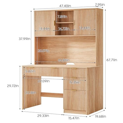 67" H Executive Desk with Fluted Drawers, 4 Drawers Fluted ComputerDesk, view 3